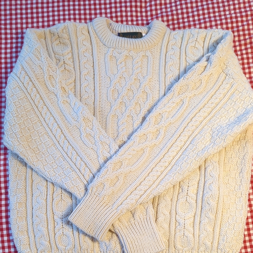 Men's Classic Cable Knit Sweater - Cream
